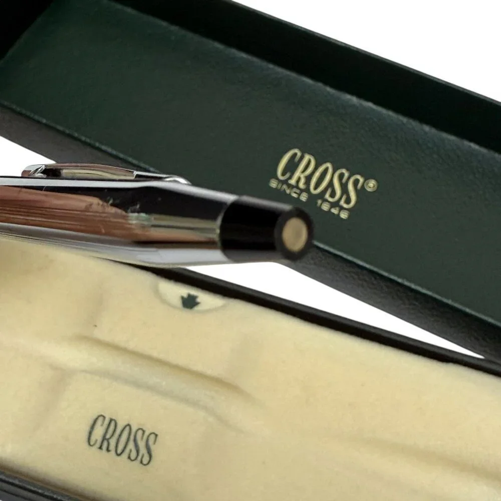 CROSS Classic Century Ballpoint Pen Chrome Lustre 3502 Green Boxed Silvertone